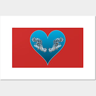 Cute motif of a fish | Small fish in a blue heart | Posters and Art